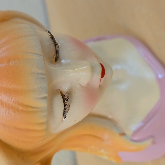 Reproduction Lady Head Vase Planter Makeup Brush Holder - Picture 11 of 12